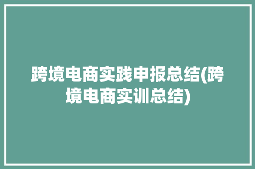 跨境电商实践申报总结(跨境电商实训总结)