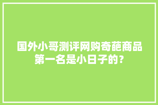 国外小哥测评网购奇葩商品第一名是小日子的？