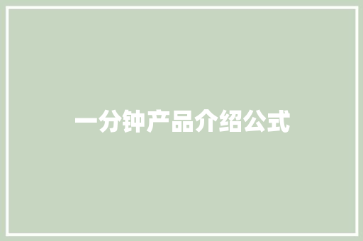 一分钟产品介绍公式