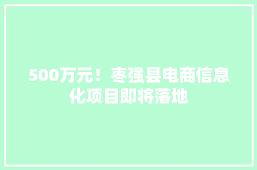 500万元！枣强县电商信息化项目即将落地