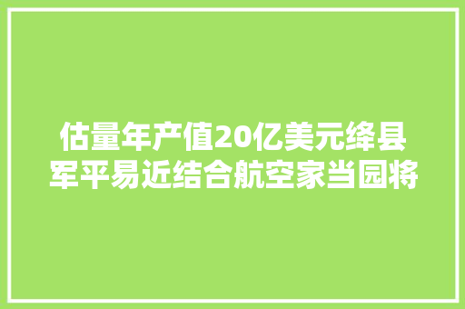估量年产值20亿美元绛县军平易近结合航空家当园将研发制造直升机