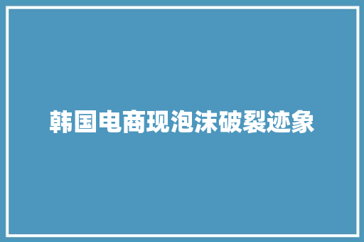 韩国电商现泡沫破裂迹象