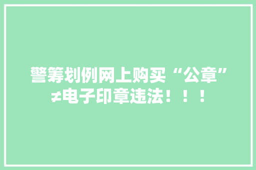 警筹划例网上购买“公章”≠电子印章违法！！！