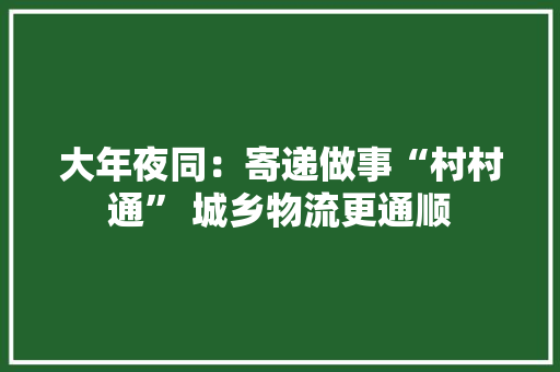 大年夜同：寄递做事“村村通” 城乡物流更通顺