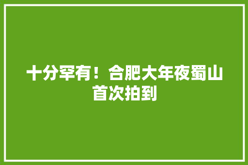 十分罕有！合肥大年夜蜀山首次拍到