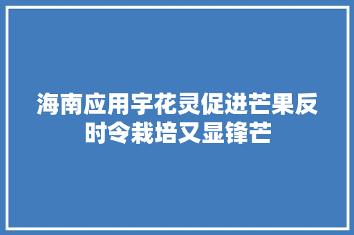 海南应用宇花灵促进芒果反时令栽培又显锋芒