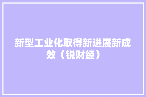 新型工业化取得新进展新成效（锐财经）