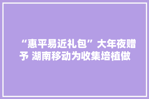 “惠平易近礼包”大年夜赠予 湖南移动为收集培植做了这些事 “惠平易近礼包”大年夜赠予 湖南移动为收集培植做了这些事 智能科技