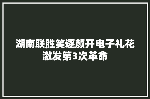 湖南联胜笑逐颜开电子礼花激发第3次革命 湖南联胜笑逐颜开电子礼花激发第3次革命 智能家居