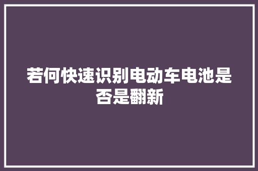 若何快速识别电动车电池是否是翻新 若何快速识别电动车电池是否是翻新 智能科技