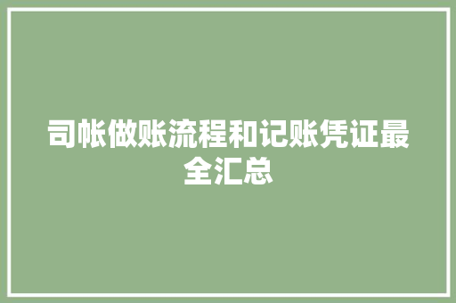 司帐做账流程和记账凭证最全汇总 司帐做账流程和记账凭证最全汇总 智能科技