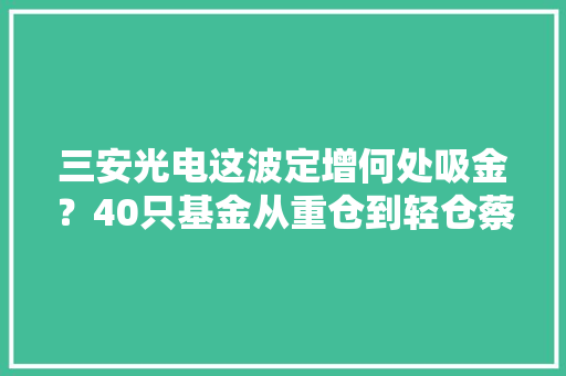 三安光电这波定增何处吸金？40只基金从重仓到轻仓蔡嵩松同在减持 三安光电这波定增何处吸金？40只基金从重仓到轻仓蔡嵩松同在减持 人工智能