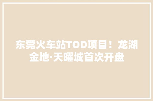 东莞火车站TOD项目！龙湖金地·天曜城首次开盘