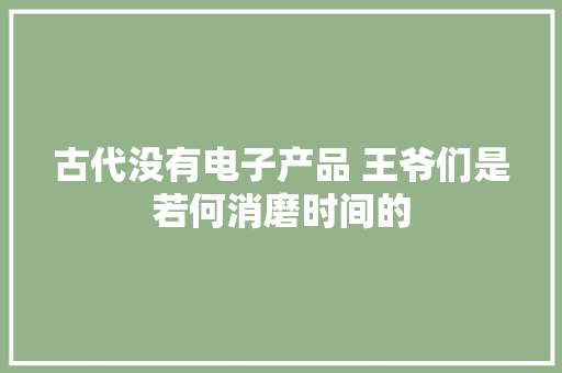 古代没有电子产品 王爷们是若何消磨时间的 古代没有电子产品 王爷们是若何消磨时间的 智能家居