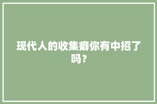 现代人的收集癖你有中招了吗？