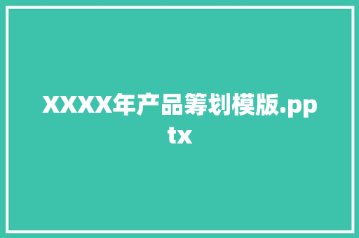 XXXX年产品筹划模版.pptx