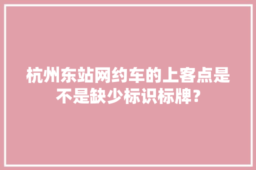 杭州东站网约车的上客点是不是缺少标识标牌？ 杭州东站网约车的上客点是不是缺少标识标牌？ 智能家居