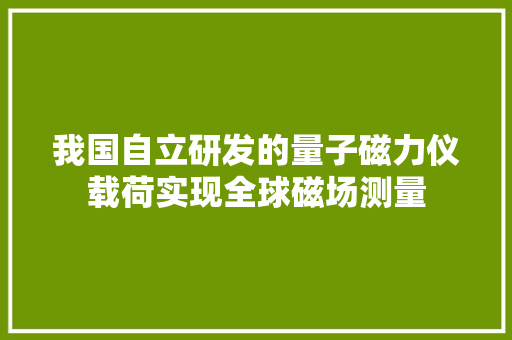 我国自立研发的量子磁力仪载荷实现全球磁场测量