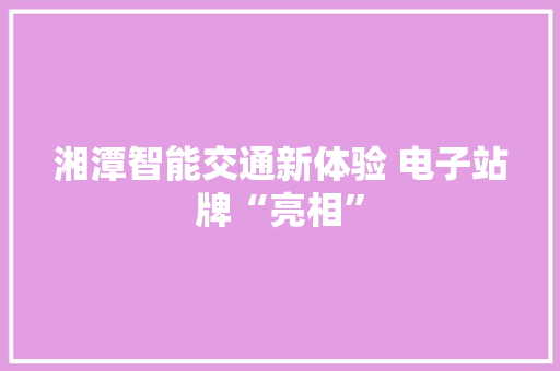 湘潭智能交通新体验 电子站牌“亮相” 湘潭智能交通新体验 电子站牌“亮相” 智能家居