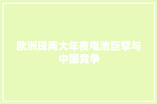 欧洲现两大年夜电池巨擘与中国竞争 欧洲现两大年夜电池巨擘与中国竞争 人工智能