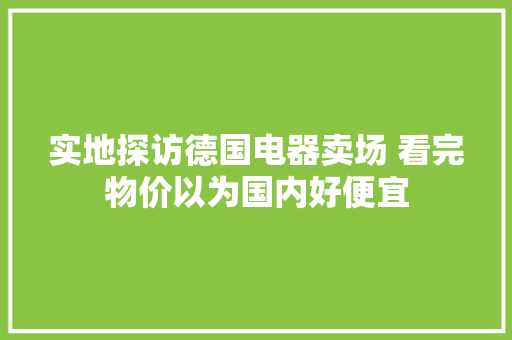 实地探访德国电器卖场 看完物价以为国内好便宜