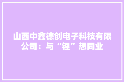 山西中鑫德创电子科技有限公司：与“锂”想同业 山西中鑫德创电子科技有限公司：与“锂”想同业 智能科技
