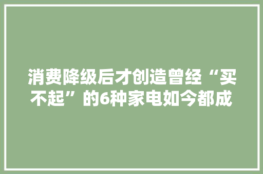 消费降级后才创造曾经“买不起”的6种家电如今都成了白菜价