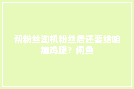 帮粉丝淘机粉丝后还要给咱加鸡腿？闲鱼