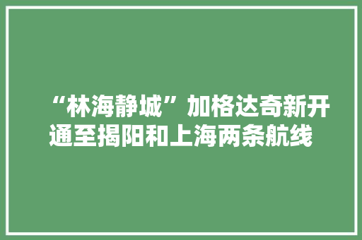 “林海静城”加格达奇新开通至揭阳和上海两条航线