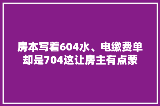房本写着604水、电缴费单却是704这让房主有点蒙