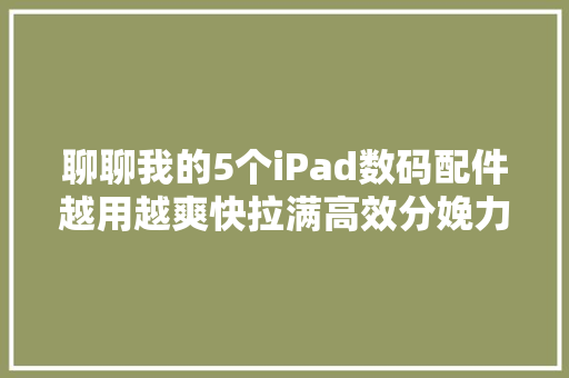 聊聊我的5个iPad数码配件越用越爽快拉满高效分娩力
