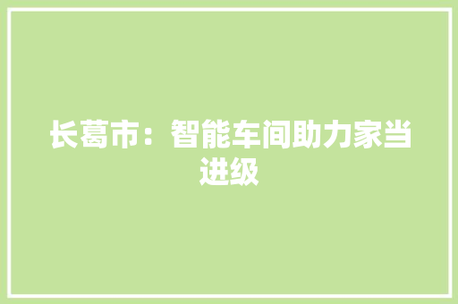 长葛市：智能车间助力家当进级 长葛市：智能车间助力家当进级 智能科技