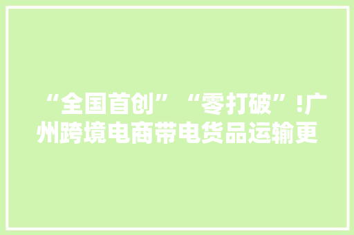 “全国首创”“零打破”!广州跨境电商带电货品运输更顺畅