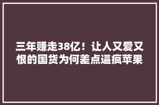 三年赚走38亿！让人又爱又恨的国货为何差点逼疯苹果？