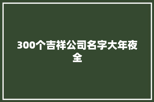 300个吉祥公司名字大年夜全