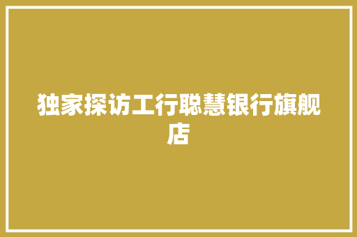 独家探访工行聪慧银行旗舰店