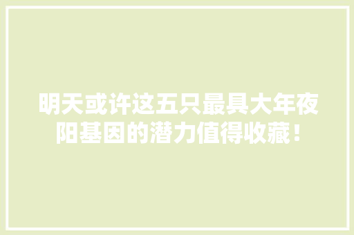 明天或许这五只最具大年夜阳基因的潜力值得收藏！