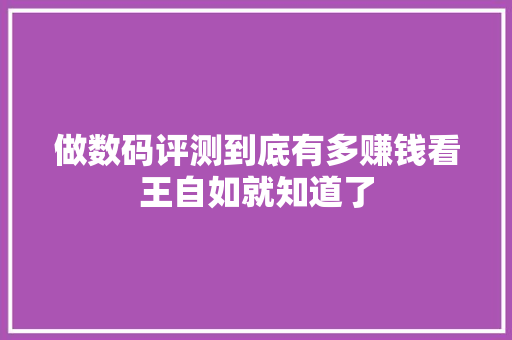 做数码评测到底有多赚钱看王自如就知道了 做数码评测到底有多赚钱看王自如就知道了 互联通信