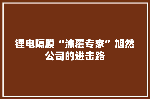 锂电隔膜“涂覆专家”旭然公司的进击路 锂电隔膜“涂覆专家”旭然公司的进击路 智能家居