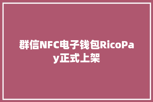 群信NFC电子钱包RicoPay正式上架 群信NFC电子钱包RicoPay正式上架 智能家居