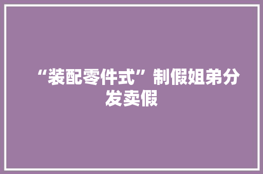 “装配零件式”制假姐弟分发卖假