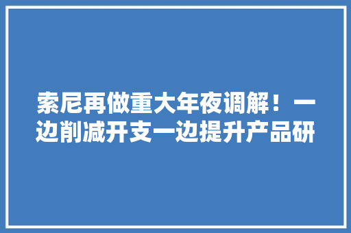 索尼再做重大年夜调解！一边削减开支一边提升产品研发这招太妙了
