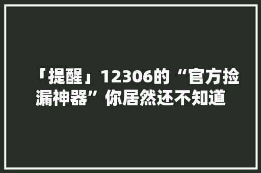「提醒」12306的“官方捡漏神器”你居然还不知道