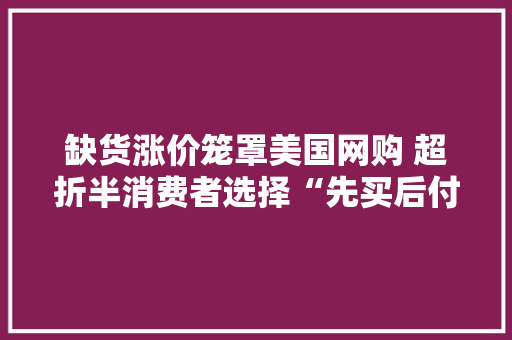缺货涨价笼罩美国网购 超折半消费者选择“先买后付”
