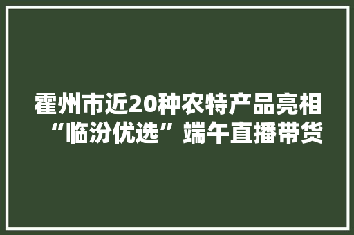 霍州市近20种农特产品亮相“临汾优选”端午直播带货直播间 霍州市近20种农特产品亮相“临汾优选”端午直播带货直播间 智能家居