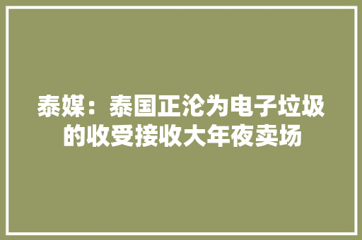 泰媒：泰国正沦为电子垃圾的收受接收大年夜卖场 泰媒：泰国正沦为电子垃圾的收受接收大年夜卖场 人工智能