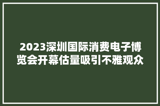 2023深圳国际消费电子博览会开幕估量吸引不雅观众超10万