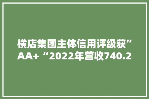 横店集团主体信用评级获”AA+“2022年营收740.21亿元 横店集团主体信用评级获”AA+“2022年营收740.21亿元 智能科技