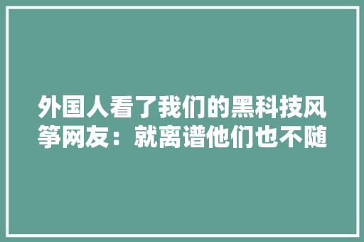 外国人看了我们的黑科技风筝网友：就离谱他们也不随意马虎