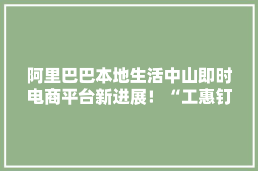 阿里巴巴本地生活中山即时电商平台新进展！“工惠钉”来啦